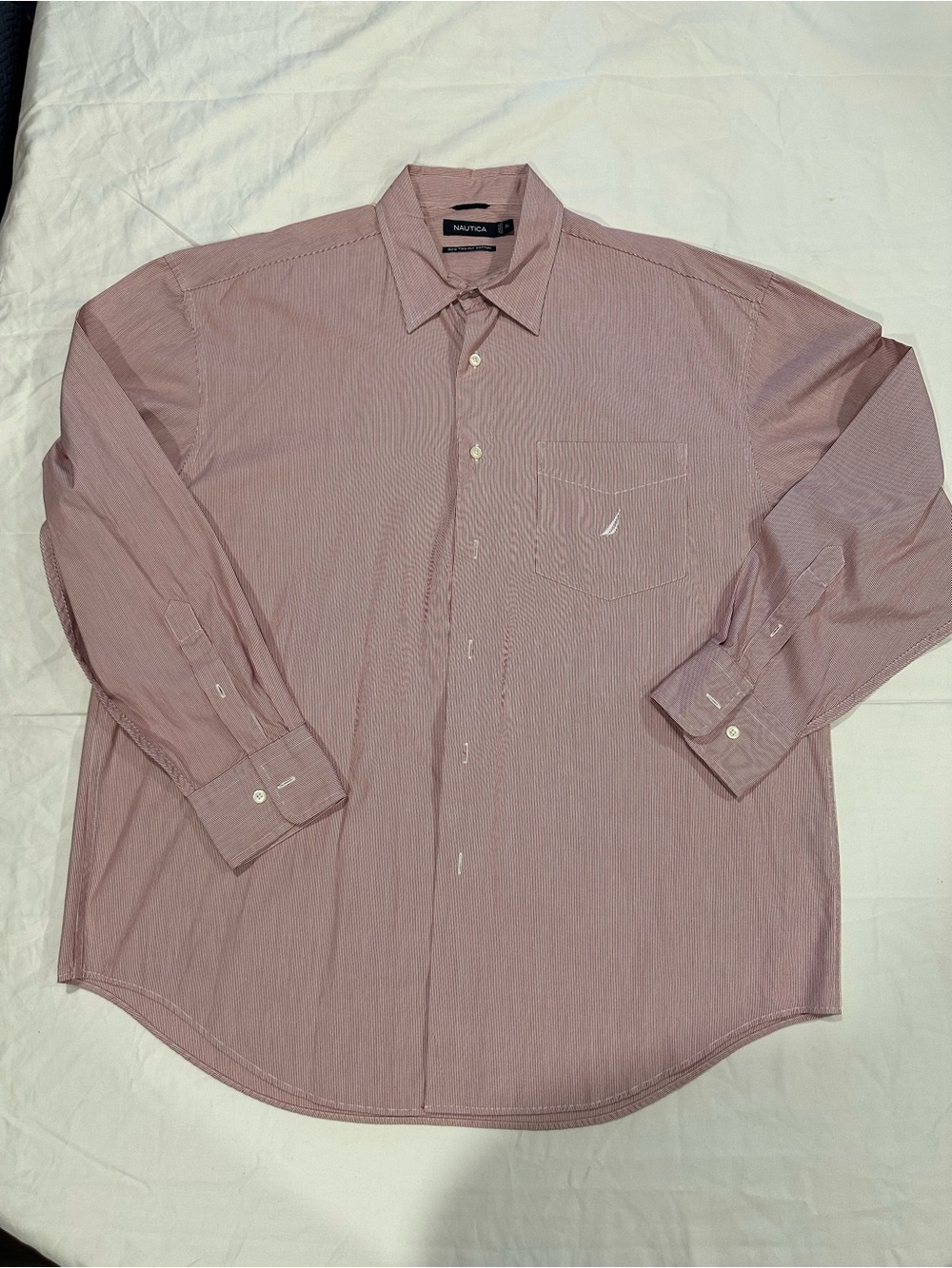 Nautica Striped Cotton Shirt in Pink Size XL